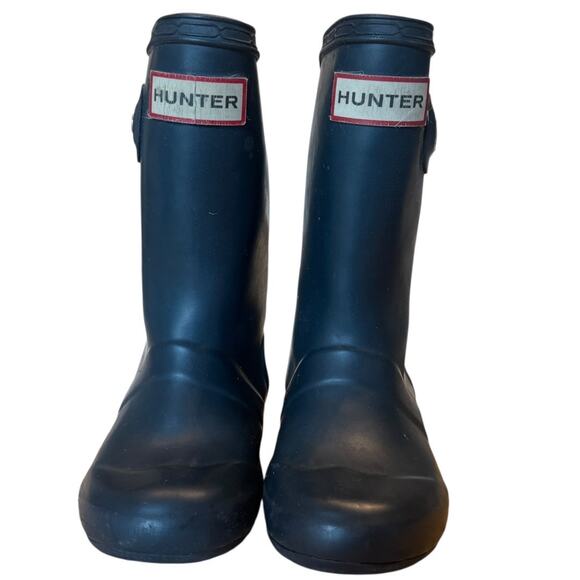Hunter Original Kids Navy Rain Boots Size US 8 | EU 24 | Short Matte Rubber - Picture 2 of 9